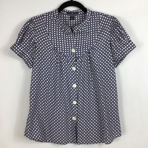 Gap blue n white polka dot top